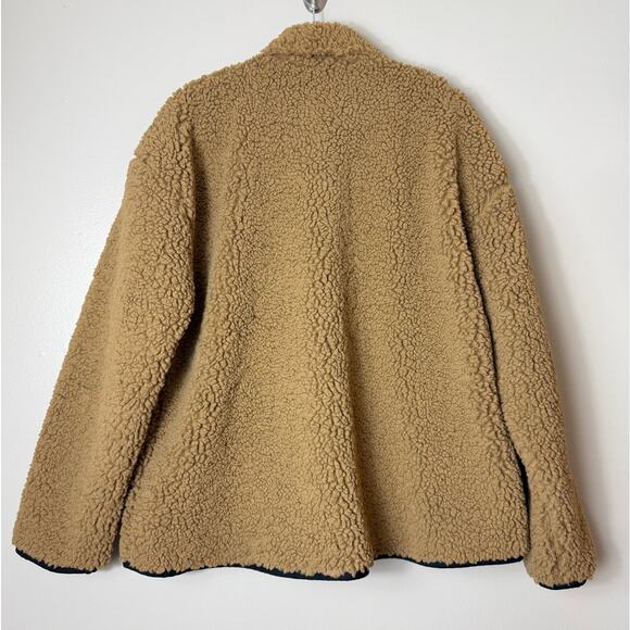 NWT J.CREW JACKET SHERPA BORG BARN CAMEL TAN BLACK LONGLINE MINIMALIST WINTER - Picture 4 of 13